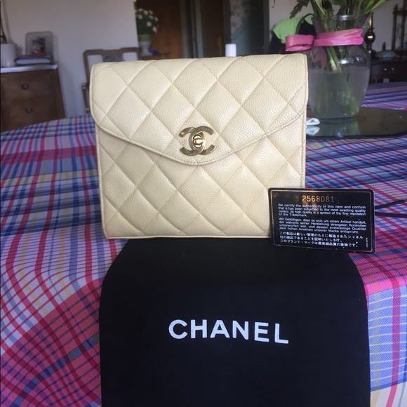 CHANEL Handbags - Chanel Caviar Light Beige Square Mini 24K